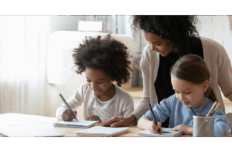 Homeschooling with parent and children