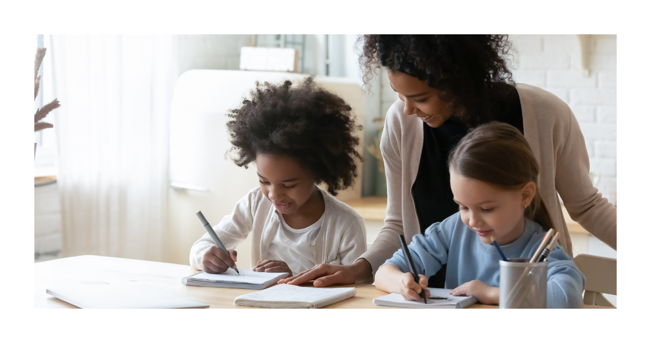 Homeschooling with parent and children